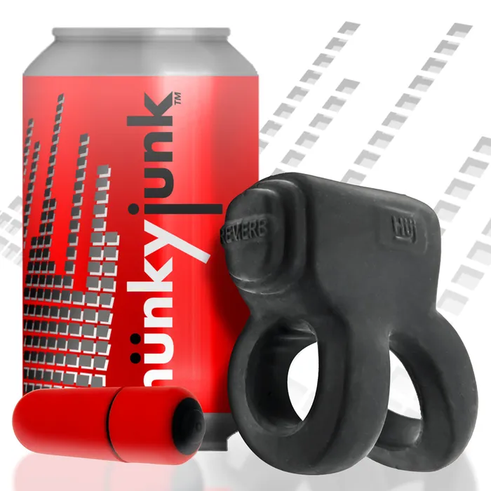 Hünkyjunk Vibrators | Hünkyjunk - Revhammer - Vibrerende Cockring en Schachtring - Zwart