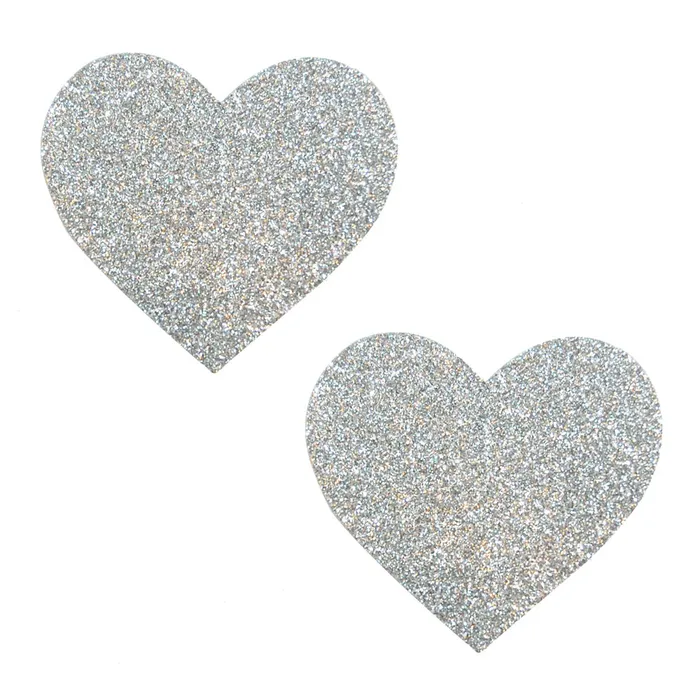 Anal Neva Nude Silver Pixie Dust Glitter Heart Pasties
