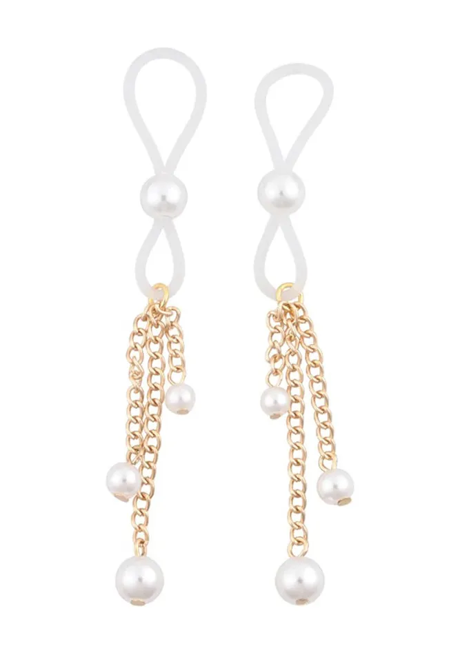 Vibrators Pearl Nipple Ties Goldwhite Sportsheets