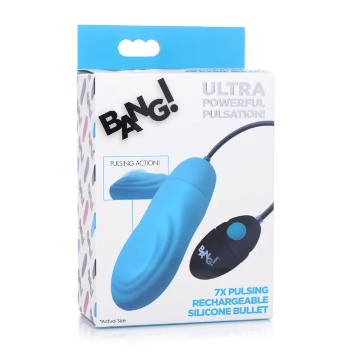 Xr Brands Bang Vibrators | 7x Pulsing Rechargeable Silicone Vibrator - Blue Xr Brands Bang Vibrators | 7x Pulsing Rechargeable Silicone Vibrator - Blue