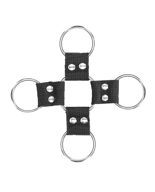 Anal Shots Ouch Black White Velcro Hogtie wHand Ankle Cuffs Black Shots America LLC