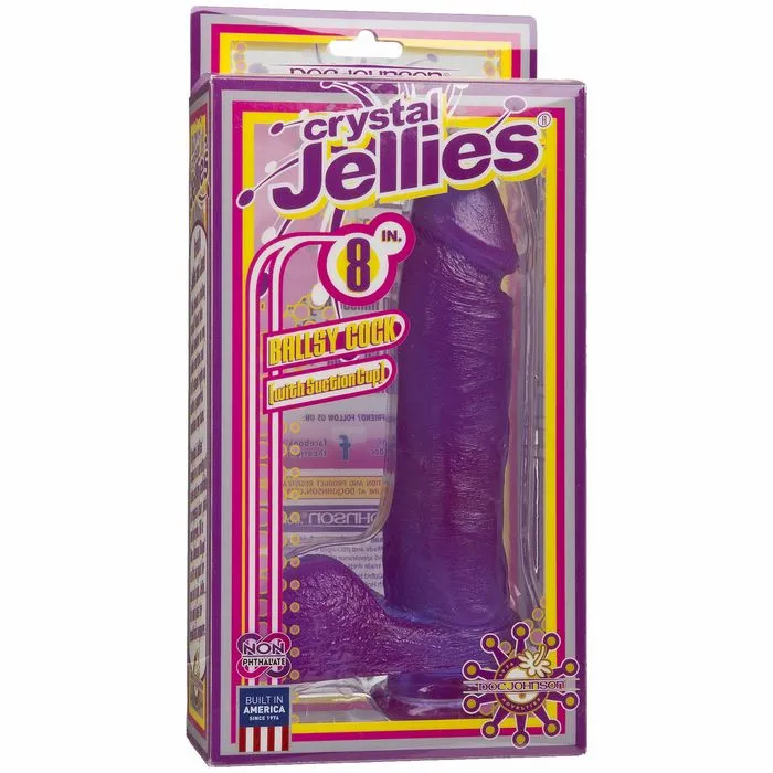 Dildos Crystal Jellies 8 inch Ballsy Cock Purple Crystal Jellies