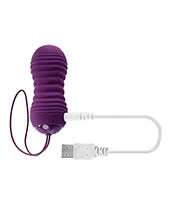 Evolved Novelties INC Vibrators Evolved Eager Egg Vibrating Thrusting Egg wRemote Purple