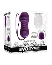 Evolved Novelties INC Vibrators Evolved Eager Egg Vibrating Thrusting Egg wRemote Purple