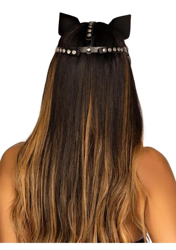 Leg Avenue Leg Avenue Vegan Leather Studded Cat Mask Restraints