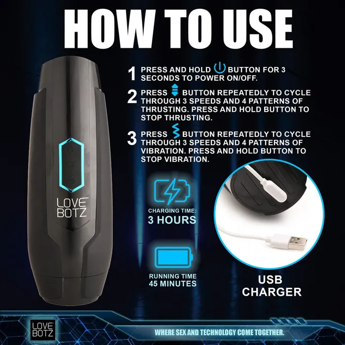 Male Sex Toys LoveBotz The Milker Max USB Rechargeable Male Masturbator XR Brands