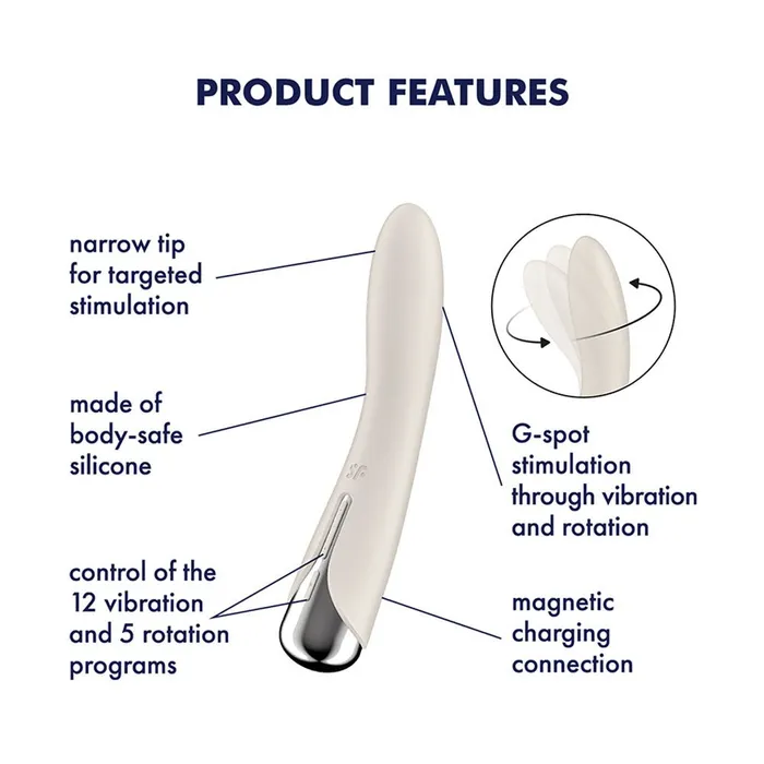 Satisfyer Spinning Vibe 1 Beige 178 cm Rechargeable Rotating Vibrator Satisfyer Vibrators Satisfyer Spinning Vibe 1 Beige 178 cm Rechargeable Rotating Vibrator Satisfyer Vibrators