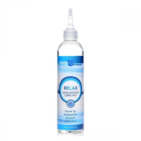 Sexual Health Wellbeing XR Brands CleanStream Relax Desensitising Lubricant with Nozzle Tip 237 ml Bottle Sexual Health Wellbeing XR Brands CleanStream Relax Desensitising Lubricant with Nozzle Tip 237 ml Bottle