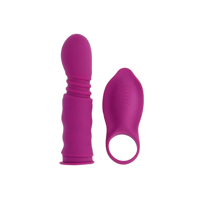 Vibrators Playboy Pleasure Match Play Thrusting Dual Stim Vibrator Cock Ring Playboy Pleasure