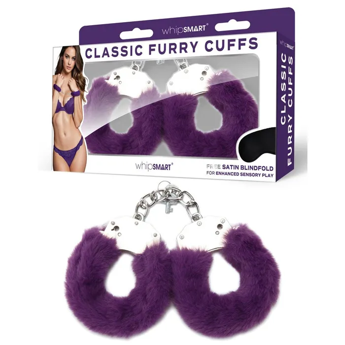 Vibrators WhipSmart WhipSmart Classic Furry Cuffs Purple Furry Restraints with Bonus Eye Mask Vibrators WhipSmart WhipSmart Classic Furry Cuffs Purple Furry Restraints with Bonus Eye Mask