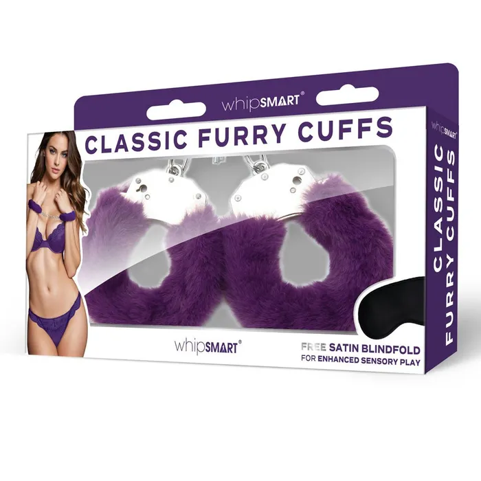 Vibrators WhipSmart WhipSmart Classic Furry Cuffs Purple Furry Restraints with Bonus Eye Mask Vibrators WhipSmart WhipSmart Classic Furry Cuffs Purple Furry Restraints with Bonus Eye Mask