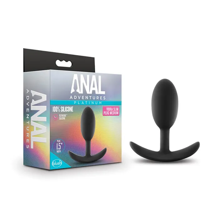 Anal Adventures Platinum Silicone Vibra Slim Plug Black Anal Adventures Anal
