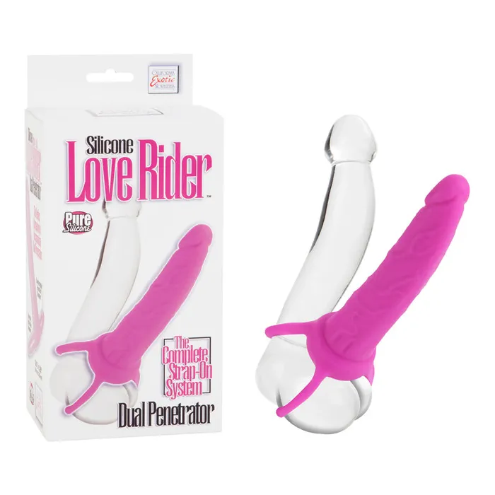California Exotic Novelties Vibrators Love Riders Dual Penetrator Silicone Pink